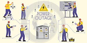 Power Outage Flat Infographics