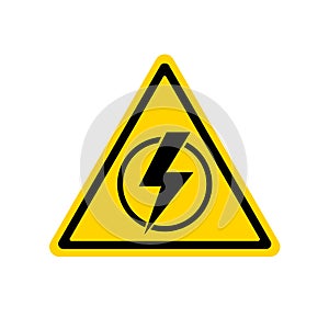 Power outage. Sign without electricity. Warning logo. Symbol danger. Flat triangular yellow and black icon. Electricity lights out