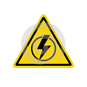 Power outage. Sign without electricity. Warning logo. Symbol danger. Flat triangular yellow and black icon. Electricity lights out photo