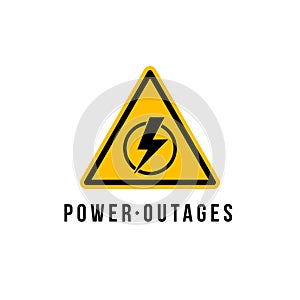 Power outage vector blackout failure electric warning logo symbol background. Power outage attention caution banner.