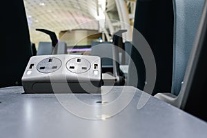 Power outlet for laptop or Electronic Equipment  with a USB  charger connector for smartphone