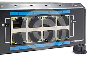 Power over Ethernet switch on a white background