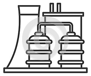 Power plant black line icon. Manufacture building