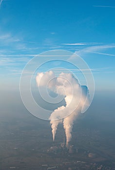 Power plant with clouds