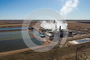 Power Plant and Coolant Ponds with Steam in Eastern Colorado