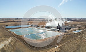 Power Plant and Coolant Ponds with Steam in Eastern Colorado