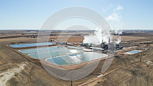 Power Plant and Coolant Ponds with Steam in Eastern Colorado