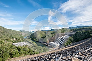 Power plant electricity generation on dam srinakarin in valley a