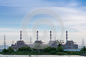 Power plant, Energy power station with beautiful sky at evening