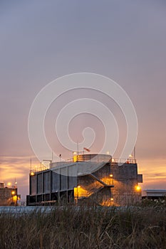 Power plant at sunset