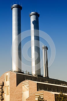 power plant with two chimneys