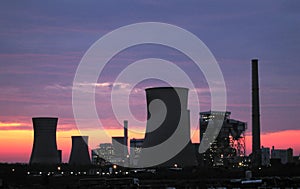 Power plants at the sunrise