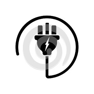 Power plug or uk electric plug, electricity symbol icon in black. Forbidden symbol simple on isolated white background. EPS 10