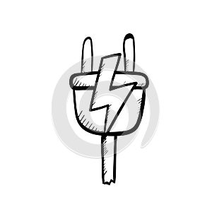 Power plugs doodle icon vector