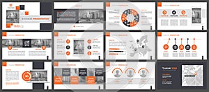 Power Point presentation template. Elements of infographics for presentation templates. Orange version. photo
