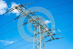 Power pole on blue background