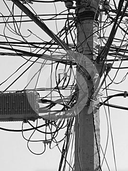 Power Pole Electrical Wire Jumble