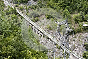 Power pole with pipeline of hydroelectric central