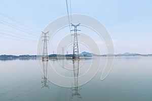 Power pylon in the lake