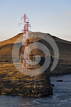 Power Pylons on coastline