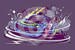 Power racing sport car drifting on race track