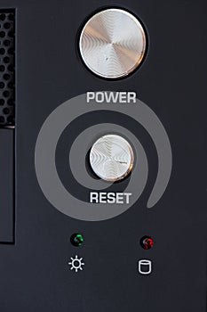 Power and reset button on desktop pc panel