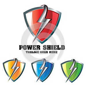 Power Shield Thunderbolt Concept Logo Design