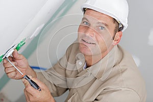 power socket and man hands concept