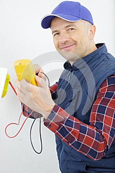 power socket and man hands