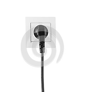 Power socket and plug on white background