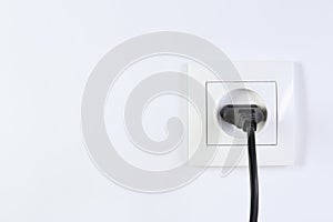 Power socket and plug on white background