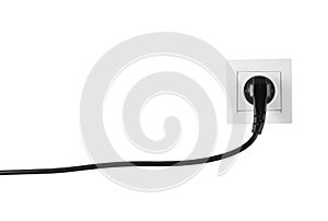 Power socket and plug on white background