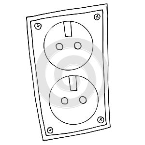 Power socket. Vector illustration of rosette. Hand drawn electric outlet