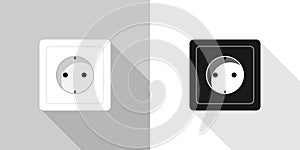 Power socket. White and black power socket, vector icons. Power socket, isolated. Vector illustration