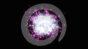 Power sparkles sphere swarm. Glow visual effect of blue and pink bokeh lights