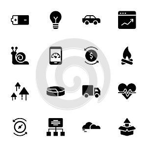 Power, Speed, Graph, Sprint, Solid Icons Set