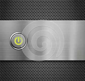 Power or start button on metal plate