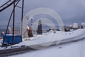Power station in Barentsburg - Russian village on Spitsbergen photo