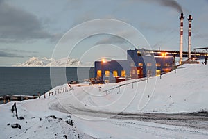 Power station in Barentsburg - Russian village on Spitsbergen photo