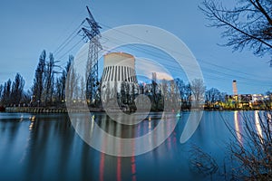 A power station in Berlin during blue hour