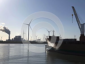 Power Station and cargo ship in the Eemshaven