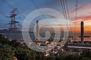 Power station at dusk