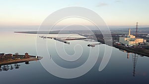 Power station producing energy on the banks of the River Foyle near Derry, Northern Ireland