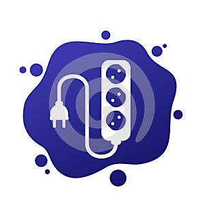 power strip icon, power outlet with cable and plug