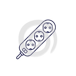 power strip line icon on white