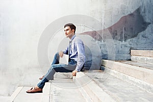 Power, Success and Leadership in Business concept, Young man sit