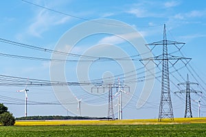 Power supply lines and some wind turbines