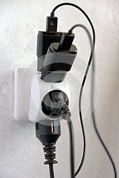 Power supply overload: Multiple electric plugs in one outlet