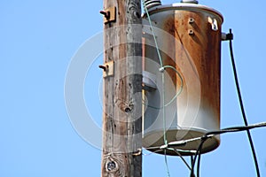 Power Supply Utility Pole Rusty Transformer