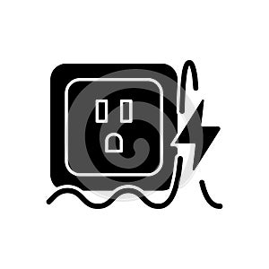Power surge black glyph icon
